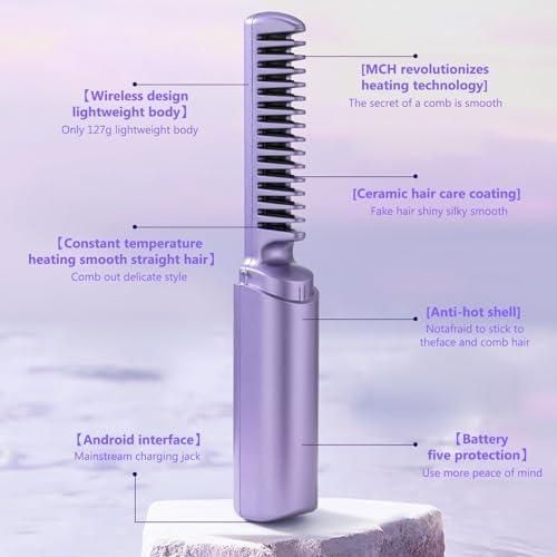 Wireless Hair Styling Comb Magic – Versatile Electric Mini Straightener for Straightening - Rechargeable Hair Straightener - Innovative Comb Design for Household Hair Regeneration