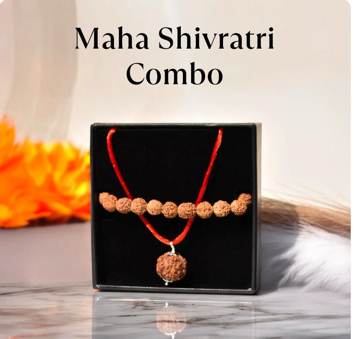 Maha  saavan Combo - 5 Mukhi Rudraksha With Bracelet